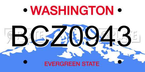 BCZ0943 Washington License Plate
