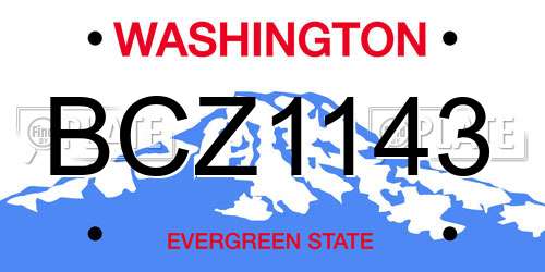 BCZ1143 Washington License Plate