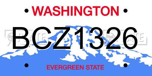 BCZ1326 Washington License Plate