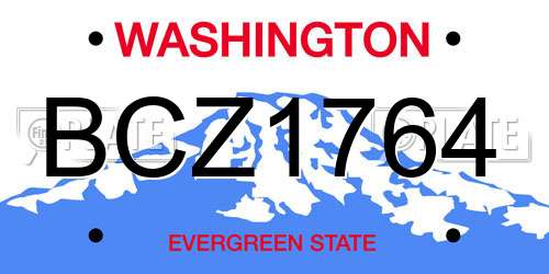 BCZ1764 Washington License Plate