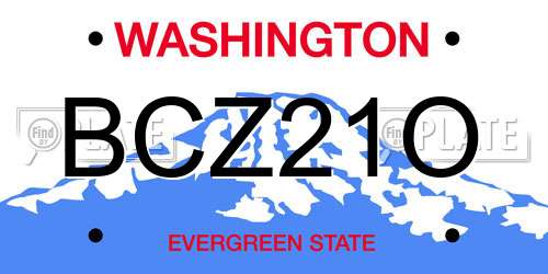 BCZ21O Washington License Plate