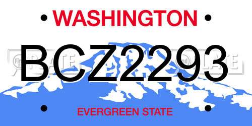 BCZ2293 Washington License Plate