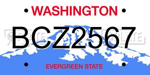 BCZ2567 Washington License Plate