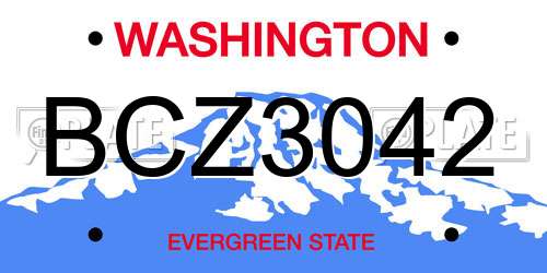 BCZ3042 Washington License Plate