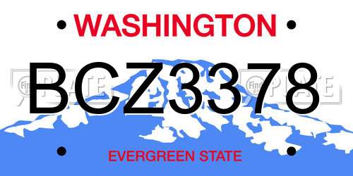 BCZ3378 Washington License Plate