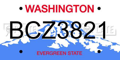 BCZ3821 Washington License Plate