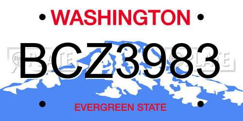 BCZ3983 Washington License Plate
