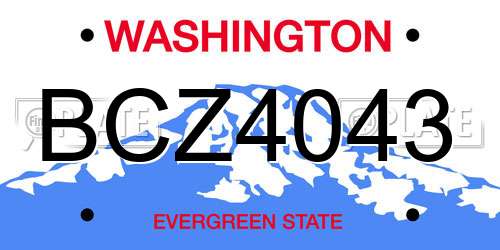 BCZ4043 Washington License Plate