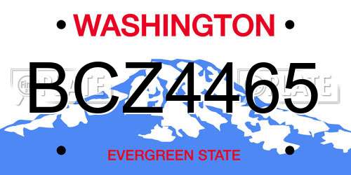 BCZ4465 Washington License Plate