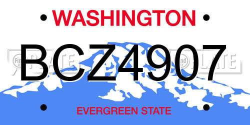 BCZ4907 Washington License Plate
