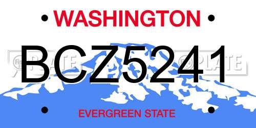 BCZ5241 Washington License Plate