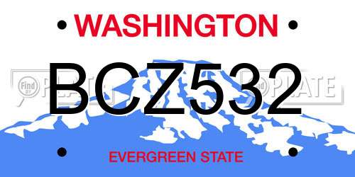 BCZ532 Washington License Plate