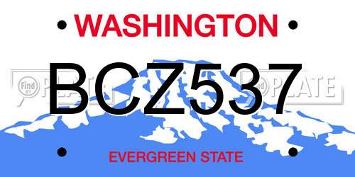 BCZ537 Washington License Plate