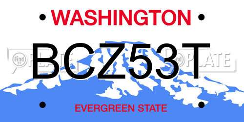 BCZ53T Washington License Plate