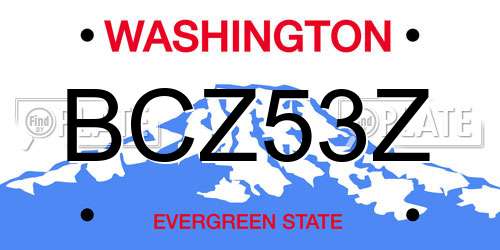 BCZ53Z Washington License Plate
