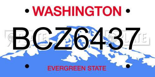 BCZ6437 Washington License Plate