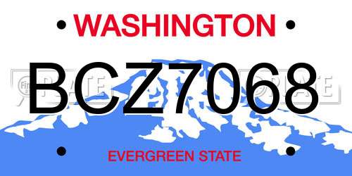 BCZ7068 Washington License Plate