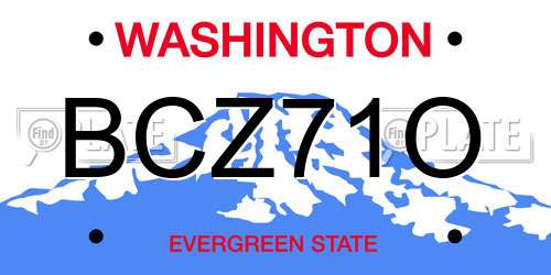 BCZ71O Washington License Plate