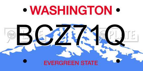 BCZ71Q Washington License Plate