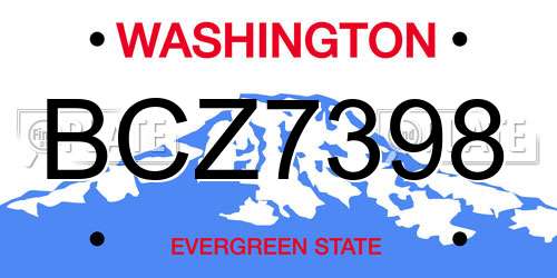 BCZ7398 Washington License Plate