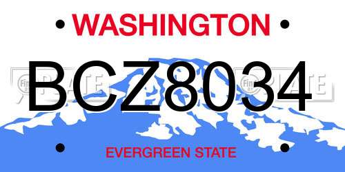 BCZ8034 Washington License Plate