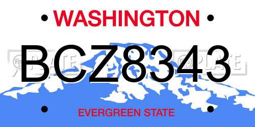 BCZ8343 Washington License Plate