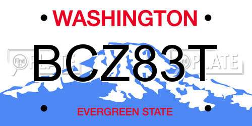 BCZ83T Washington License Plate