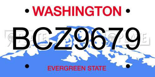 BCZ9679 Washington License Plate