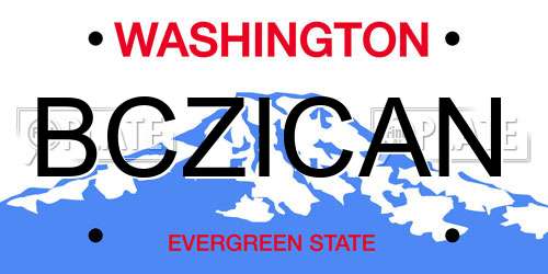 BCZICAN Washington License Plate