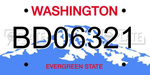 BD06321 Washington License Plate