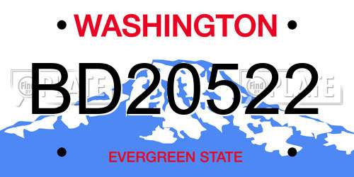BD20522 Washington License Plate