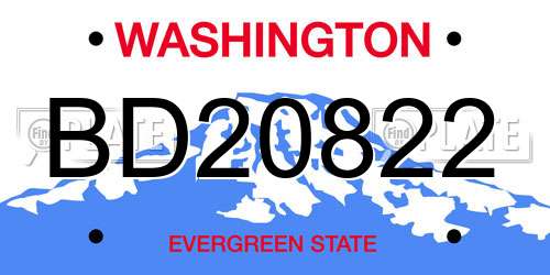 BD20822 Washington License Plate