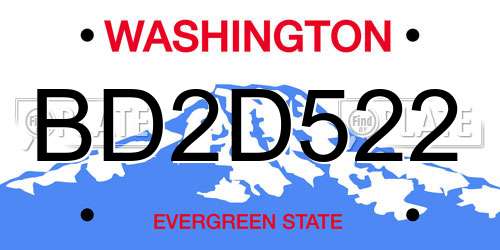 BD2D522 Washington License Plate