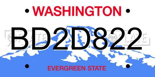 BD2D822 Washington License Plate