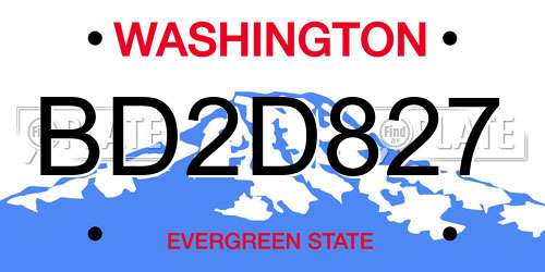 BD2D827 Washington License Plate
