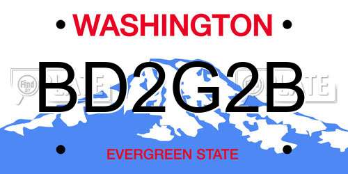 BD2G2B Washington License Plate