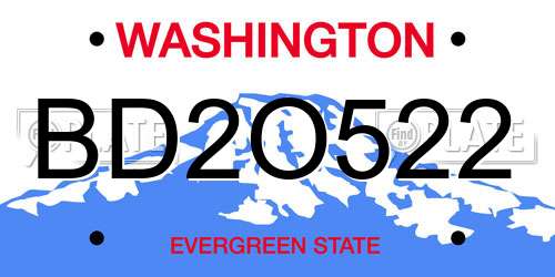 BD2O522 Washington License Plate