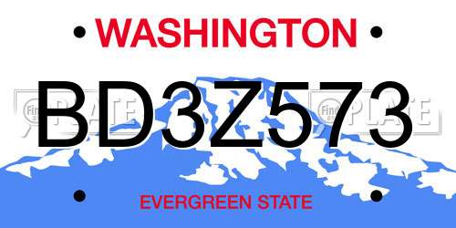 BD3Z573 Washington License Plate