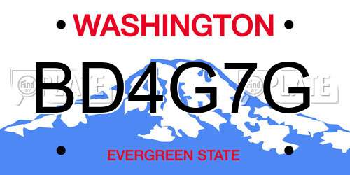 BD4G7G Washington License Plate