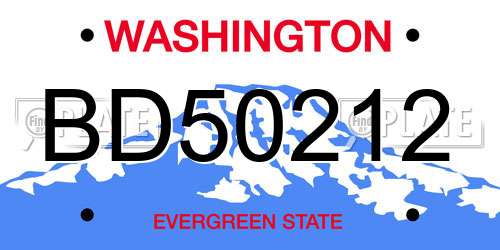 BD50212 Washington License Plate