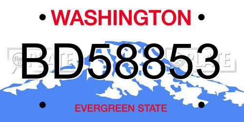 BD58853 Washington License Plate