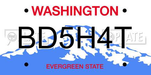 BD5H4T Washington License Plate