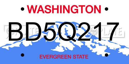 BD5Q217 Washington License Plate