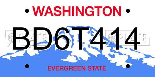 BD6T414 Washington License Plate