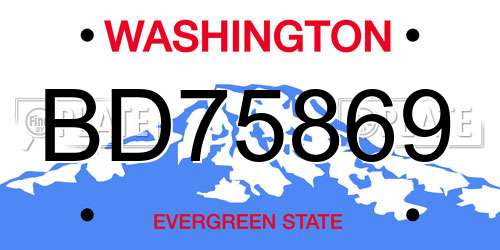 BD75869 Washington License Plate