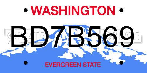 BD7B569 Washington License Plate