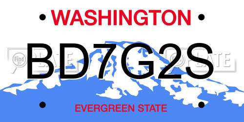 BD7G2S Washington License Plate