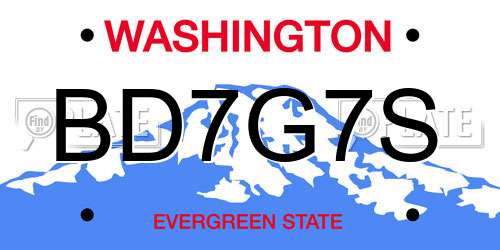 BD7G7S Washington License Plate