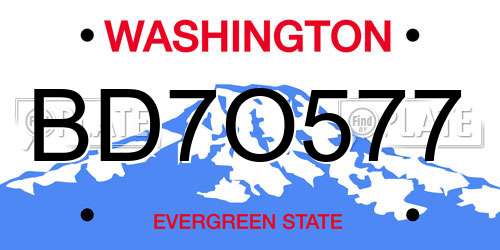 BD7O577 Washington License Plate