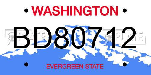 BD80712 Washington License Plate